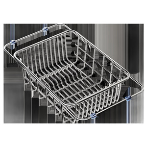 Escurridor telescópico de acero inoxidable tamaño L para fregadero, lavavajillas, organizador de almacenamiento de cocina, forma rectangular - Product Image 3