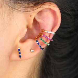 Promotion Simple Round Circle <strong>Clip</strong> <strong>on</strong> <strong>Earring</strong> Gold Plated Colorful Rectangle CZ No Piercing Ear Cuff - Product Image 1