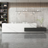 Comptoir d'accueil au design moderne et épuré, finition laquée, avec tiroir pour gérer les câbles, idéal pour hall d'entreprise, hall d'hôtel, salon de beauté, bar