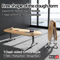 Table de conférence de bureau en bois multifonctionnelle au design moderne avec des fonctionnalités modulaires pliables et extensibles pour usage commercial