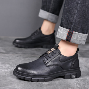 Zapatos Oxford de cuero dividido para hombre, con punta redonda, cordones, suela de goma, entresuela de EVA, para todas las estaciones, informales. - Product Image 3
