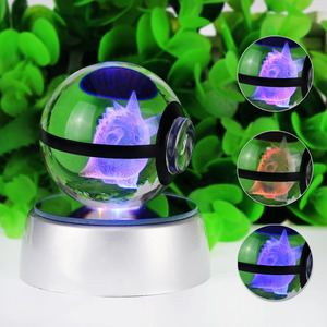 Bola de Cristal <span class=keywords><strong>Pokémon</strong></span> K9 de 5CM, Bola de Cristal con Genio, Gengar, Snorlax, Juego de Luz Nocturna DIY - Product Image 4