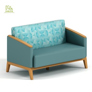 Canapé d'attente moderne en cuir PU avec pieds en bois de frêne massif, chaise de réception médicale facile à nettoyer, mobilier pour espaces publics - Product Image 2