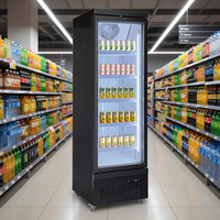 Réfrigérateur commercial à porte unique pour supermarché Équipement de réfrigération Magasin de boissons Porte en verre Réfrigérateurs à affichage commercial