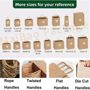 Vente en gros de sac cadeau de fête d'anniversaire pour enfants de couleur personnalisée bon marché sacs à provisions en papier kraft blanc brun recyclables avec logos - Product Image 4