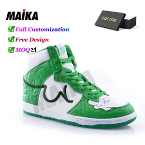 Design Custom Logo OEM Fashion Casual Blank High Top Genuine Leather Embossed Basketball Shoes Men Sneakers Sports Shoes