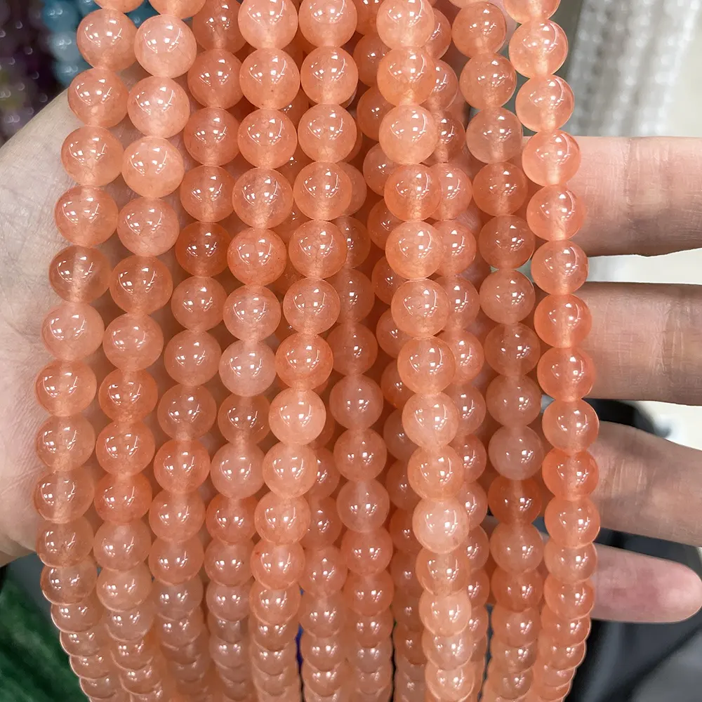 Promozione STOCK 8mm di perline di giada arancione per la creazione di gioielli fai da te perline di pietra naturale perle di pietre preziose sciolte per YC-02 collana
