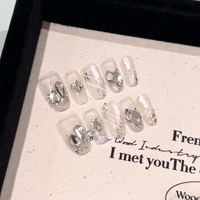 Faux ongles artificiels en PMMA, faits main, personnalisés, rose, perle, stiletto, avec strass 3D, pour doigts