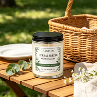 Bocaux à bougies en verre transparent avec couvercles noirs, étiquettes en forme de feuille verte pour la décoration de patio, les fêtes de jardin et les arrangements de table en extérieur