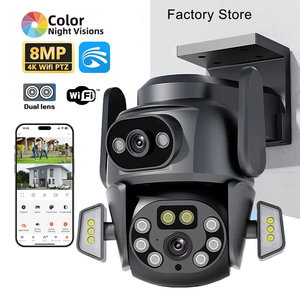 Caméra de sécurité extérieure WiFi PTZ à double objectif 8MP 4K avec vision nocturne couleur, caméra IP de surveillance CCTV sans fil HD, application Yoosee - Product Image 1
