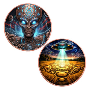 Medaglie in Metallo con Stampa UV Serie <span class=keywords><strong>UFO</strong></span>, Moneta Souvenir in Rame Puro da 1oz per Regali ai Fan - Product Image 1