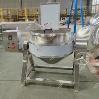 Marmite de cuisson et de mélange professionnelle à double enveloppe, inclinable, électrique et à gaz, pour viande, sauces et pâtes de chili, avec agitateur