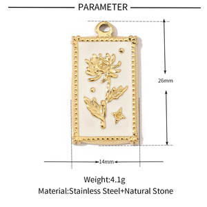 Europäische Art <span class=keywords><strong>Tarot</strong></span> Karte Halskette Quadrat Anhänger Blume Herzform Diy Halsketten und Ohrringe Edelstahl Anhänger - Product Image 2