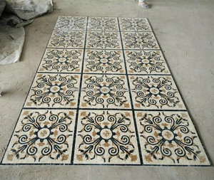 Karpet dan karpet dalam ruangan marmer buatan tangan kustom yang menarik dan desain lingkaran konsentris geometris untuk renovasi Interior Modern - Product Image 4