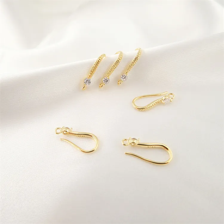 Gold plated earring Brass charms for jewelry making preserving persistent hook Color 18k gold plated zircon earrings