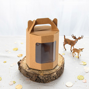 Bình thường hình bát giác Hộp Quà Tặng màu tinh khiết giấy Kraft cửa sổ trong suốt dập nổi xử lý thư mục ban đầu tại chỗ màu rãnh hộp - Product Image 3