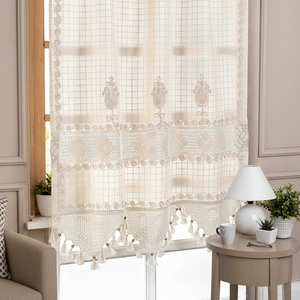 Authentic Traditional Patterned Lace Fringed Valance Elegant <b>Curtains</b> Machine Washable Multi-Color Unisex Home Made Canada - Product Image 3