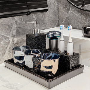 Ceramica bianca trasparente corpo liscio bottiglia di Shampoo per bucato detersivo per bucato Gel doccia per bambini con pompa da <span class=keywords><strong>bagno</strong></span> set - Product Image 5