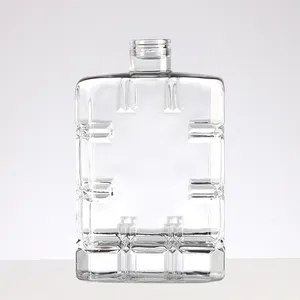 Square Bottle Whiskey 750ML Glass Bottle With Cap Whiskey With Weight Empty Glass Bottle