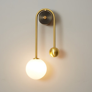 Nordic <b>Wall</b> Lamp Glass Shade Led <b>Light</b> Source E27 Bulb Base <b>Switch</b> Control For Living Room Bedroom Decorative Lighting - Product Image 1