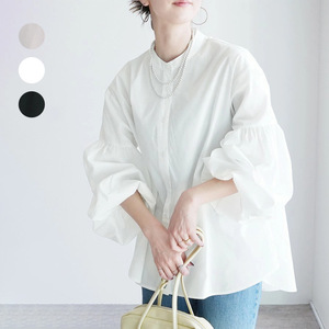 Camicetta Giapponese Primaverile Nuova Moda con Maniche a Sbuffo da Donna, Vestibilità Ampia Casual, Tinta Unita, per Uso Quotidiano - Product Image 1