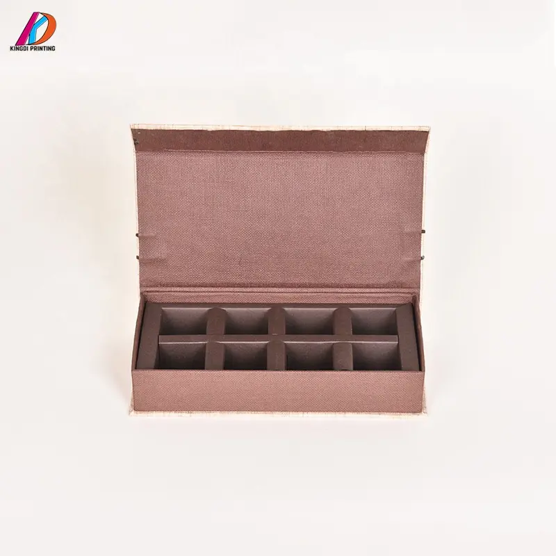 Caixa de embalagem de chocolate de papel rígido com divisória de design de moda de luxo