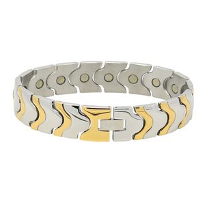 P166 Plating Gold <b>Stainless</b> <b>Steel</b> <b>Men</b> Fashion Bangles Health Energy Magnetic <b>Bracelet</b> with All Magnets Gloss - Product Image 4