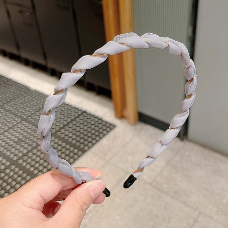 Fascia per capelli con garza sottile grigio chiaro