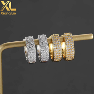 Pendientes de Diamantes de Imitación Personalizados Estilo Hip Hop para Mujer Veromca, Pendientes de Circonita Cúbica Doble Chapados en Oro de 18K - Product Image 4