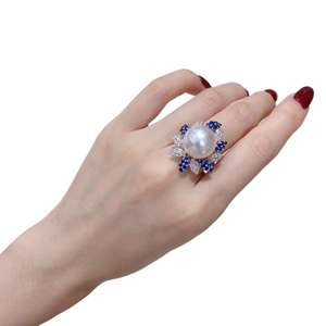 Exquisite 10-9mm Blue Opal <b>Ring</b> New 925 Australian White Enchantress with <b>Adjustable</b> Gift Box Strong Light Flawless - Product Image 5
