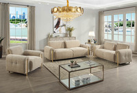 Canapé d'angle moderne et confortable en tissu rembourré avec pieds en acier inoxydable, dossier carré et rembourrage en mousse pour salon