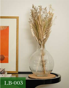 Modern Ribbed Glass <b>Vase</b> Decorative Flower <b>Vase</b> <b>Clear</b> Table Centerpiece for Home Wedding Shelf Styling - Product Image 2