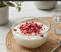 Gezonde, hele, gesneden gedroogde aardbeienstukjes, vacuüm verpakt gevriesdroogd fruitpoeder voor yoghurt & havermout