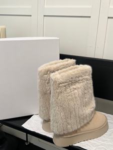 Botas de nieve cálidas y ligeras de piel de oveja con tiras, para hombre y mujer, diseño 2026, calzado informal para exteriores - Product Image 3