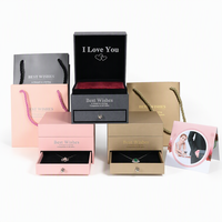 Boîte cadeau personnalisée pour bijoux, boîte en papier rigide de luxe rose pour collier, bague, emballage cadeau pour la Saint-Valentin, logo personnalisé