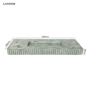 Lavabo de piedra con borde ondulado verde Lander Shangrila, lavabo de baño de mármol, lavabo de mármol con piedra natural para dormitorio de Hotel - Product Image 6