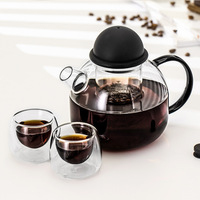 Bouilloire à thé en verre borosilicate transparente, résistante à la chaleur, créative, de 800 ml (27 oz), compatible avec les plaques de cuisson, avec infuseur