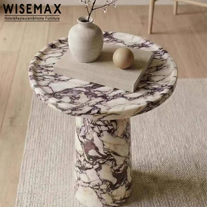 WISEMAX FURNITURE Table basse en marbre de luxe pour hôtel, restaurant, café, bureau, villa, table d'appoint ronde en travertin pour salon - Product Image 1