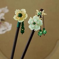 Nouvelle Épingle à Cheveux pour Femme de Style Chinois, Pendentif Gland Lotus Pond Moonlight, Ornement de Tête de Style Antique, Cheongsam Hanfu, en Bois Fait Main