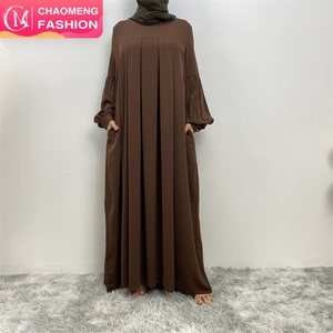 knee length dresses for ladies Elegant Long Sleeve Flowy Maxi Islamic Chiffon Abaya Dress – Abayaya main image 0