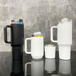 40oz H2.0 Tumbler White Blank Sublimation Rainbow Plated Water <b>Bottle</b> with Storage Compartment - Product Image 1