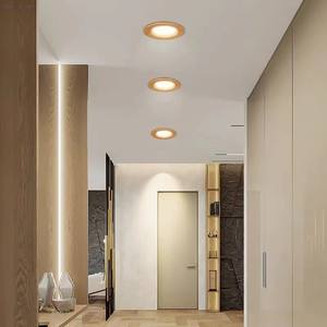 Plafonnier LED encastré en bois ultra-fin à trois couleurs réglables, moderne, pour la maison, le bureau, anti-éblouissement, panneau lumineux LED pour couloir - Product Image 2