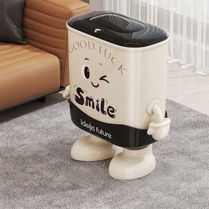 Smiling Trash Can Large Size Rectangular With Lid Indoor Use For Living Room And Bathroom Multi Functional Waste Bin - Product Image 3