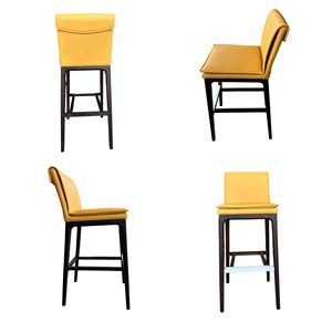 Elegante Silla de Bar con Tapicería de Cuero Sintético y Patas de Madera Lacada, Muebles de Comedor para Hotel, Silla de Bar para el Hogar - Product Image 1