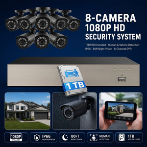 Kit de CCTV AHD con Cable de 8 Canales, Sistema de Cámara de Vigilancia de Seguridad con Visión Nocturna HD, Set de Monitoreo para Interiores y Exteriores del Hogar - Product Image 4