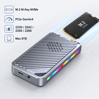 علبة تخزين M.2 NVMe SSD بتبريد نشط مع منفذ Thunderbolt 3/USB4، سرعة 40 جيجابت في الثانية، تقنية PCIe Gen4، إضاءة LED RGB، تركيب بدون أدوات، سعة قصوى 8 تيرابايت