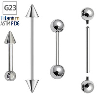 Barbell droit en titane G23 ASTM F136 personnalisé pour la vente en gros, hypoallergénique, avec pointe, pour piercing lèvre et hélix