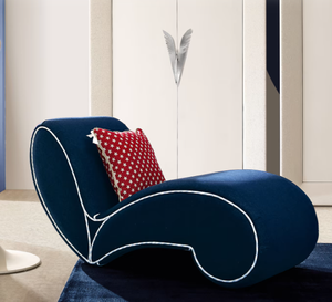 Moderno exquisito Premium europeo casual <span class=keywords><strong>azul</strong></span> marino tela de <span class=keywords><strong>terciopelo</strong></span> superficie y patas de madera hogar <span class=keywords><strong>chaise</strong></span> <span class=keywords><strong>longue</strong></span> - Product Image 4