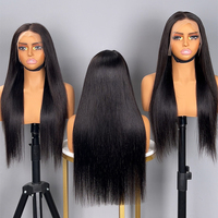 Perruque en cheveux humains naturels de qualité supérieure 13x4, lisse et droite, avec dentelle HD pré-épilée, pour femmes