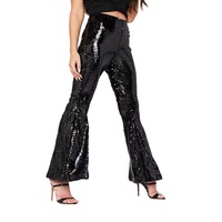 Pantalon évasé multicolore à sequins taille haute pour femme, pantalon de soirée glamour avec design scintillant à jambes larges pour scène ODM